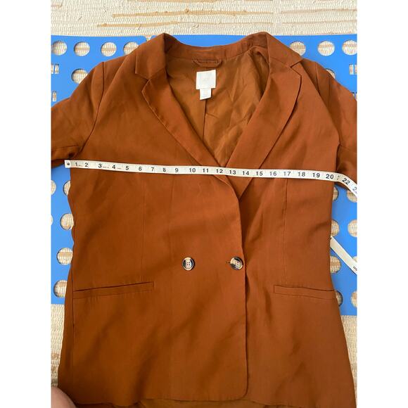 H&M Double Breasted Brown Lightweight Blazer Size 10 - Picture 10 of 11